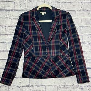 CATO Plaid Lined Long Sleeve Women's Top Blouse Shoulder Pads - Size 4